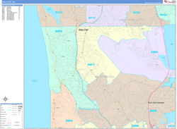 Daly City Wall Map Color Cast Style 2024